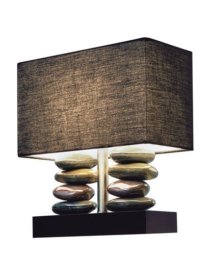 Elegant Designs LT1036-BLK Rectangular Dual Stacked Stone Ceramic Table Lamp, Black by All The Rages