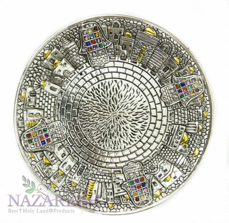 High Quality Silver Plated Chalice Jerusalem Goblet Hoshen Stones Holyland