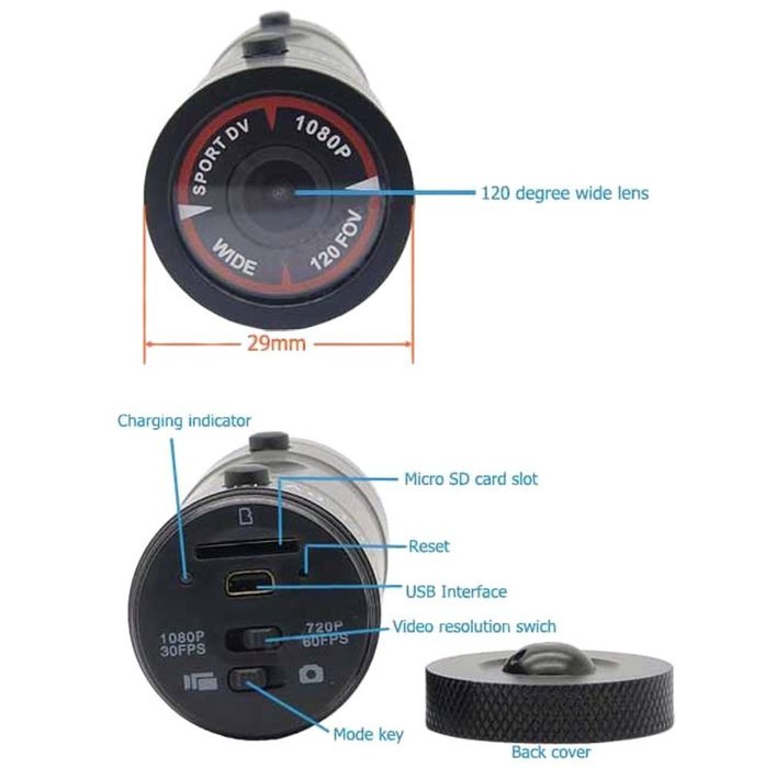Andoer Mini F9 5MP HD 1080P H.264 Waterproof Sports DV Camera Camcorder Car DVR Outdoor Bike Helmet N4
