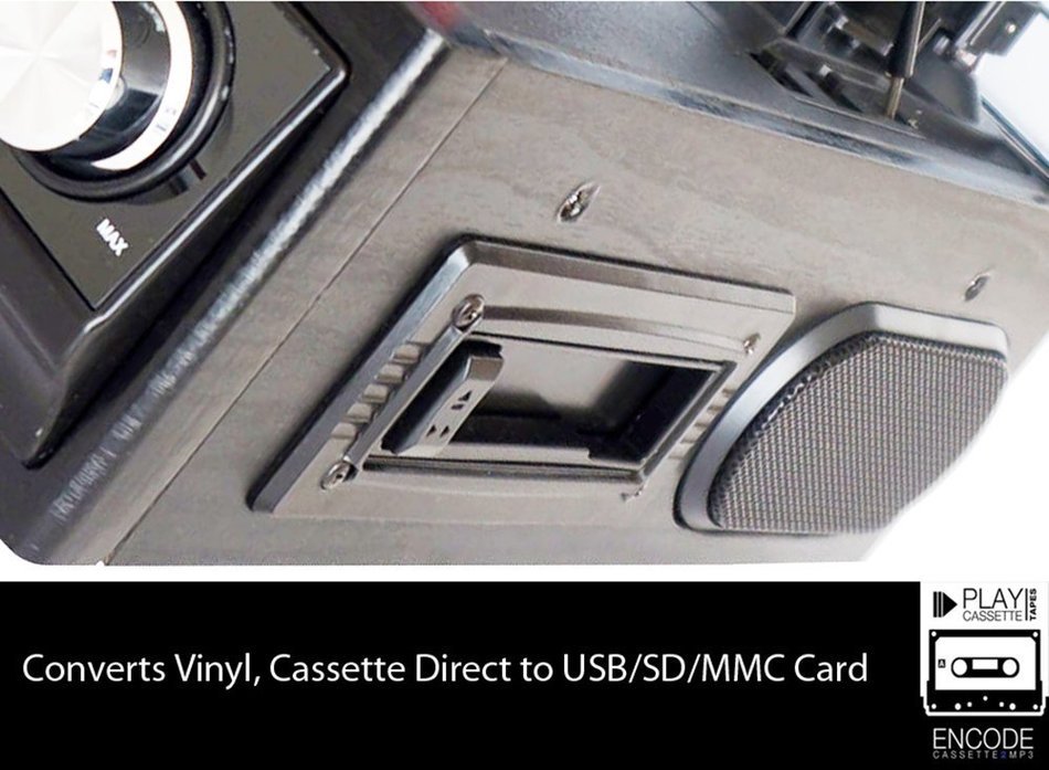 Boytone BT-19DJB-C 3-speed Turntable, 2 Built in Speakers Large Digital Display AM/FM, Cassette, USB/SD/AUX/MP3... N5