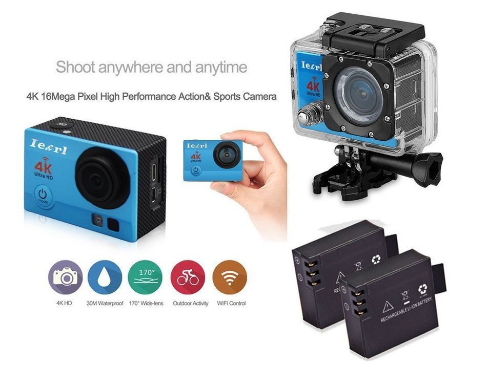 Iearl IE8000 Ultra HD 4K Sport Action Camera 2 Inch WiFi HDMI 16MP 30M Waterproof 170 Degrees Wide Viewing Angle... N13