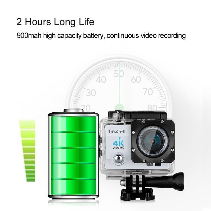 Iearl IE8000 Ultra HD 4K Sport Action Camera 2 Inch WiFi HDMI 16MP 30M Waterproof 170 Degrees Wide Viewing Angle... N15