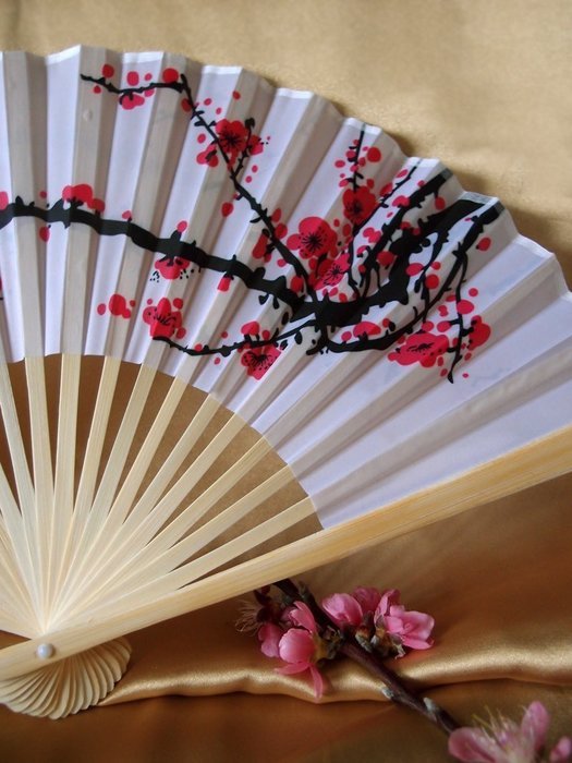 9" Cherry Blossom / Sakura Paper Hand Fan for Weddings