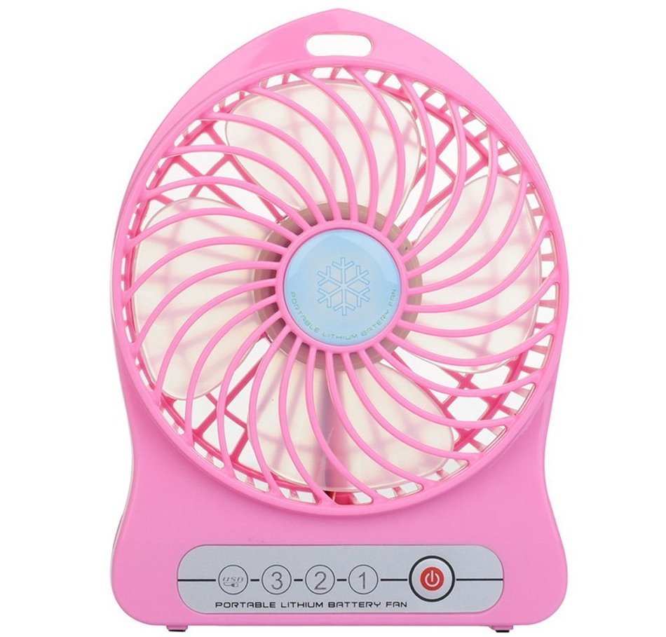 Welltop&reg; Electric Portable Mini fan Rechargeable Desktop Fan 4-inch Vanes 3 Speeds Battery/ USB Powered Household... N6