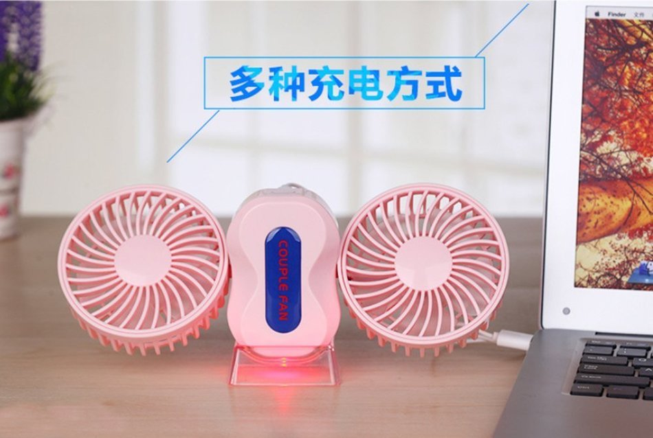 iwish 2016 Portable mobile Couples mini fan USB Folding Rechargeable Cooling built in Rechargeable battery 3 Speeds... N2