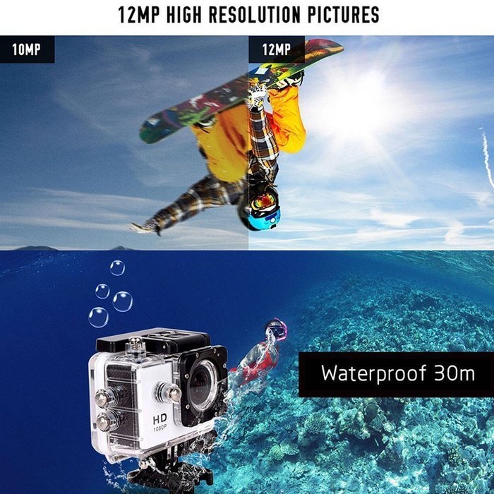 W8 1080P 30FPS 12MP Wifi Waterproof 30M Shockproof 170&deg; Wide Angle 1.5" Screen Outdoor Action Sports Camera Camcorder... N25
