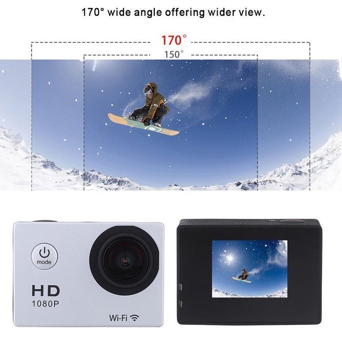 W8 1080P 30FPS 12MP Wifi Waterproof 30M Shockproof 170&deg; Wide Angle 1.5" Screen Outdoor Action Sports Camera Camcorder... N26