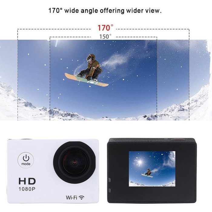 W8 1080P 30FPS 12MP Wifi Waterproof 30M Shockproof 170&deg; Wide Angle 1.5" Screen Outdoor Action Sports Camera Camcorder... N30