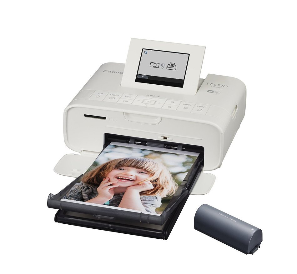 Canon Selphy CP1200 White Wireless Color Photo Printer and Battery Bundle N3
