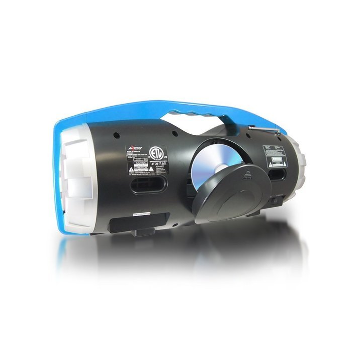 AXESS PBBT2709BL Portable Bluetooth FM Radio/CD/MP3/USB/SD Heavy Bass Boombox (Blue) N3