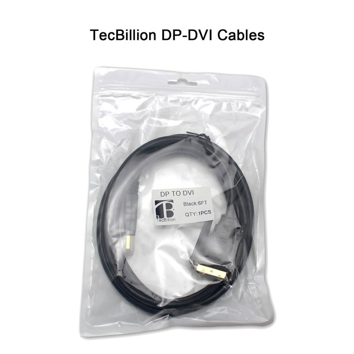 DP to DVI, TecBillion Gold Plated DisplayPort to DVI Cable, 6 Feet, Pack of 2 N3