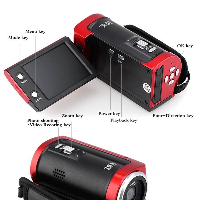 HD Camcorder, Bodecin Portable Handheld Digital 8&times;OpticalZoom CMOS 16.0 Mega Px Video Camera Equipped with Adjustable... N9