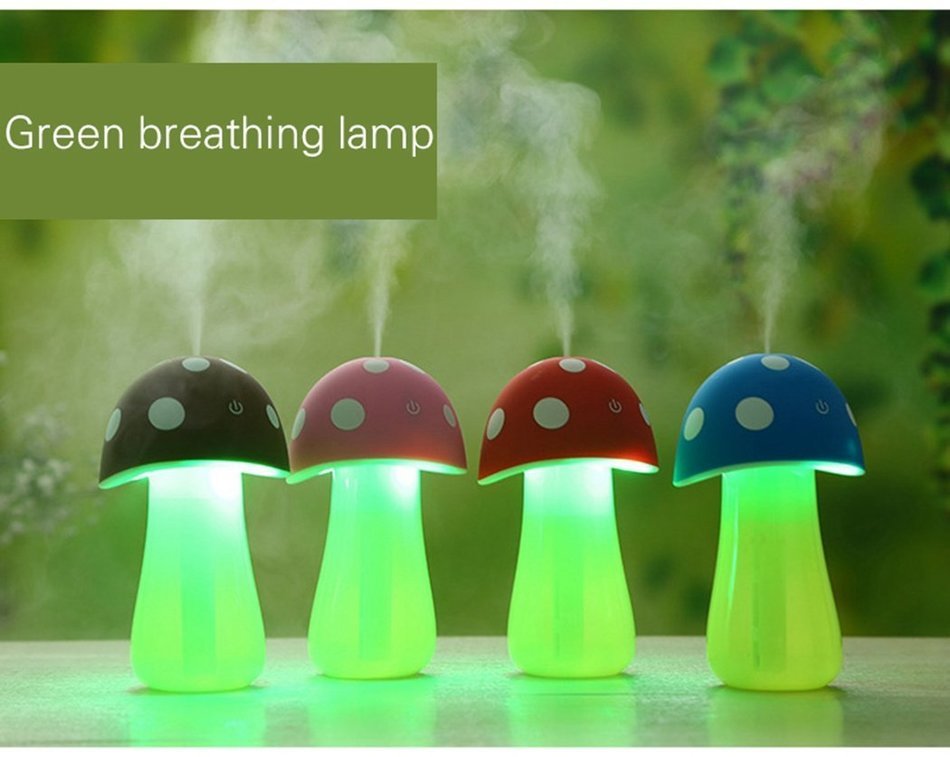 Ollivan 200ml Portable Ultrasonic Cool Mist Mushroom Lamp Humidifier with Color LED Lights USB Mini Air Humidifier... N2