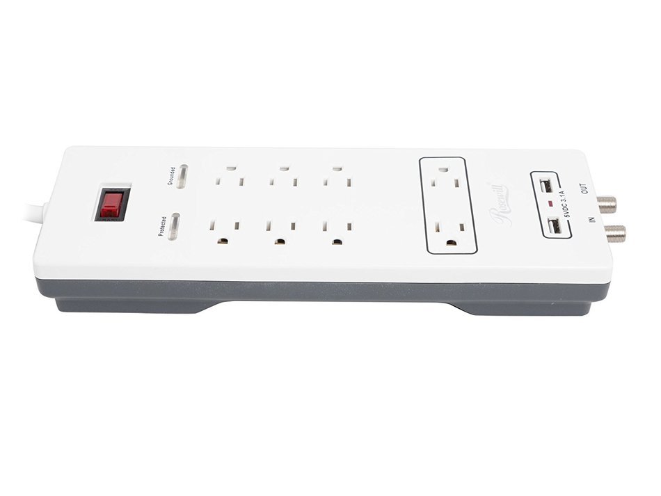 Rosewill RHSP-15001 8-Outlet Surge Protector, Fireproof 2300 Joules Power Surge Protection with 6-Foot Cord and... N6
