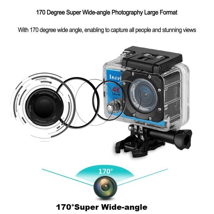 Iearl IE8000 Ultra HD 4K Sport Action Camera 2 Inch WiFi HDMI 16MP 30M Waterproof 170 Degrees Wide Viewing Angle... N19