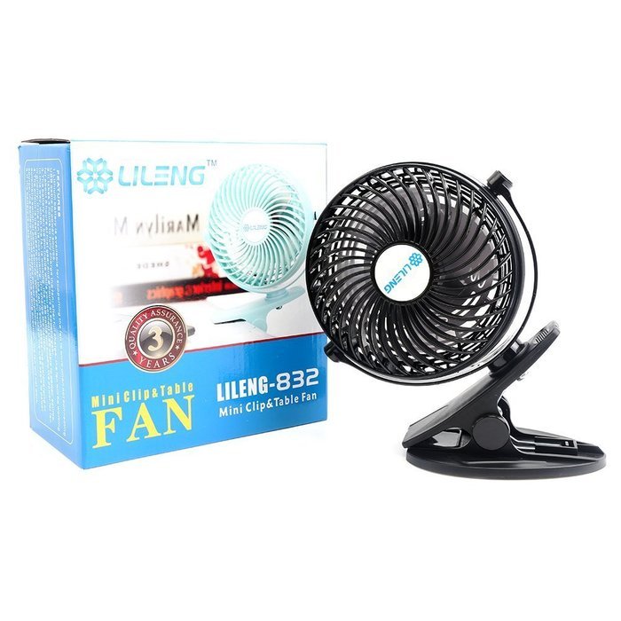 Honeyall Ajustable Clip On USB Fan Quiteness,Rechargeable Battery/USB Powered on(Black)