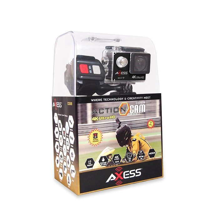 AXESS CS3607-BK 1080p HD 360 Degree Sports and Action Camera with Waterproof Housing, Accessories and Built-in... N24
