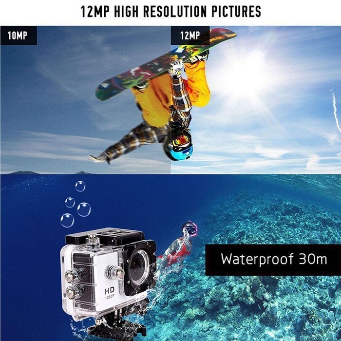 W8 1080P 30FPS 12MP Wifi Waterproof 30M Shockproof 170&deg; Wide Angle 1.5" Screen Outdoor Action Sports Camera Camcorder... N40