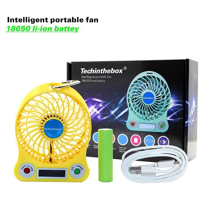 TechIntheBox LED display Portable Fan 4-inch 3 Speeds Mini USB Rechargeable Fan with LED Light Powered By Electric-powered... N6
