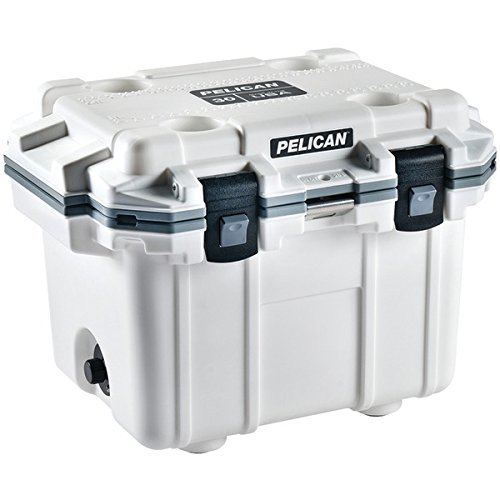 New PELICAN 30Q-1-WHTGRY 30-Quart Elite Cooler (White with Gray Trim)