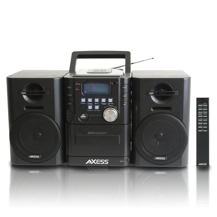 AXESS MS3912 Mini Entertainment System with AM/FM, USB, CD, MP3 Player & Cassette Recorder With Headphone and... N2