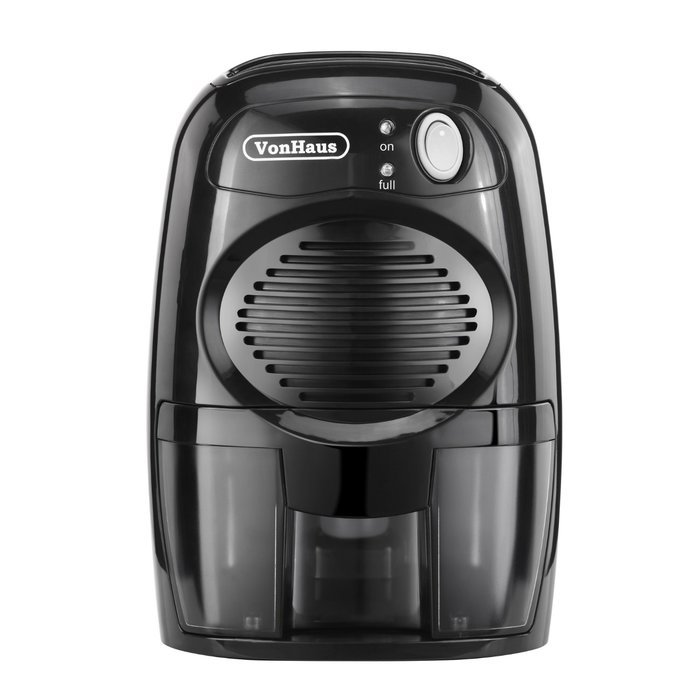 VonHaus Compact Mini Portable Black Air Dehumidifier - Ideal for Small Rooms and Spaces