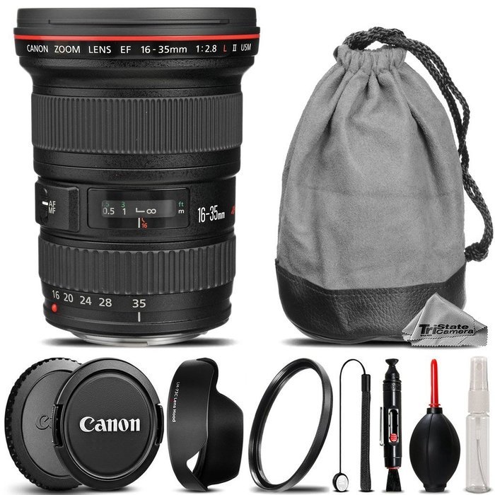 Canon EF 16-35mm f/2.8L II USM Lens + UV Filter + Lens Cap Holder + Cleaning Brush + Air Cleaner + Cleaning Kit... N3