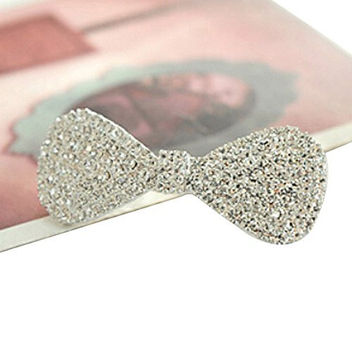 Girls Silver Metal Rhinestone Bow Hair Clip Barrette Headwear Hair Accessories