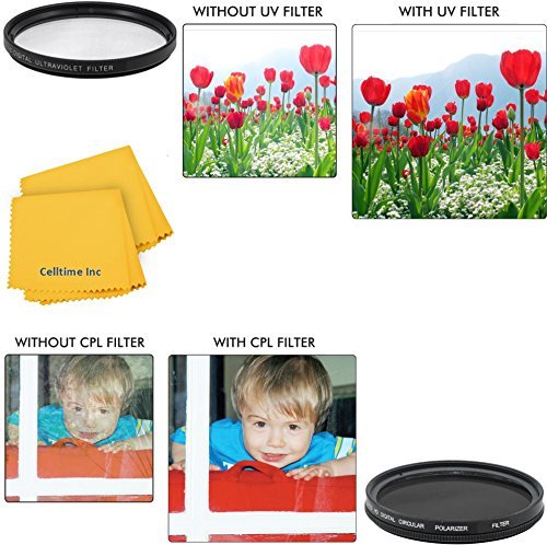 52mm Circular Polarizer Multi-Coated Filter and UV Protective Multi-Coated All-Purpose Filter for Panasonic HC-V720...