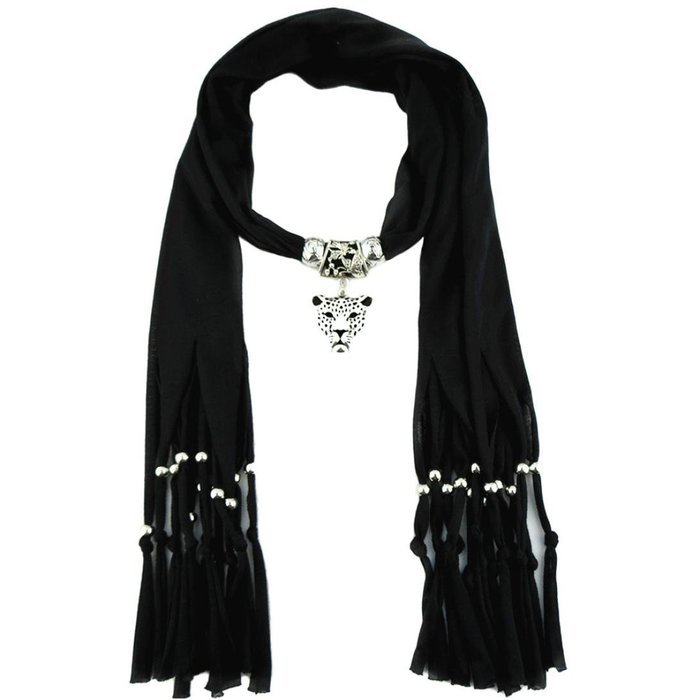 AutumnFall Women Girl Pendant Scarf With Tassel Rhinestone Necklace Scarves (U) N3