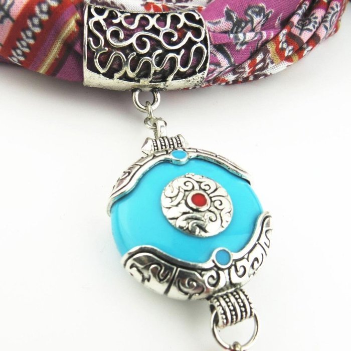 AutumnFall Women Girl Pendant Scarf With Tassel Rhinestone Necklace Scarves (U) N4