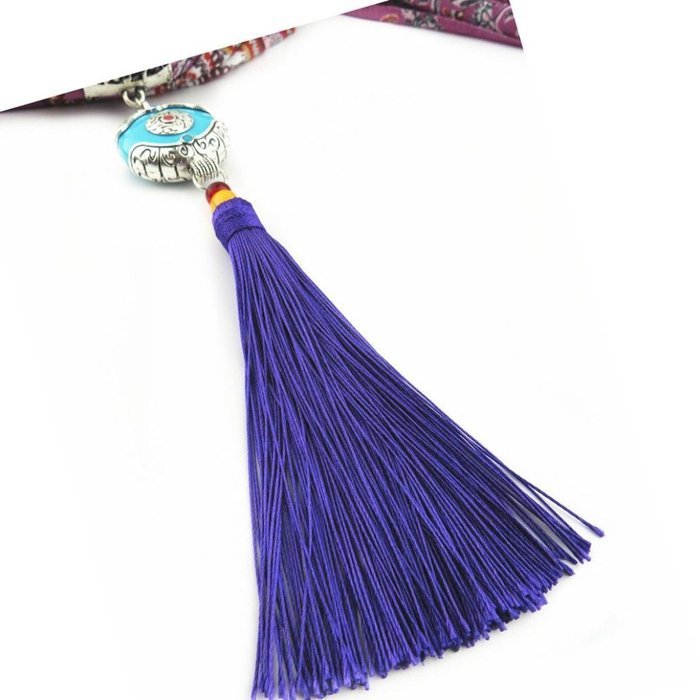 AutumnFall Women Girl Pendant Scarf With Tassel Rhinestone Necklace Scarves (U) N5