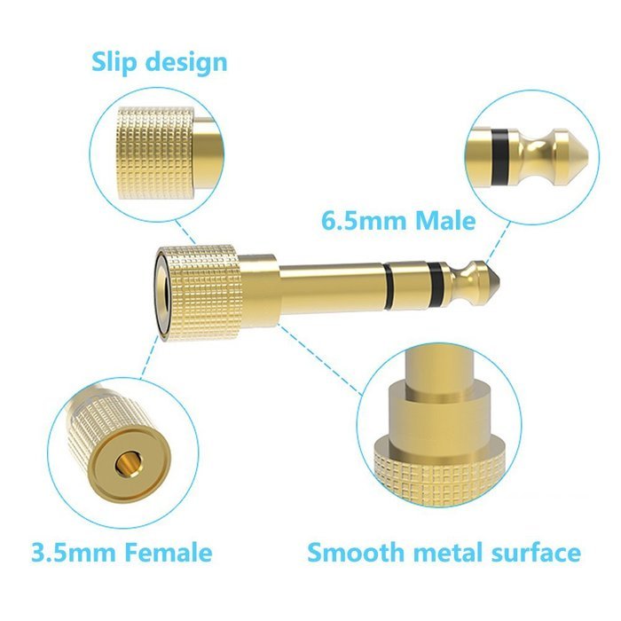 Stereo Audio Headphone Jack Adapter 3-Conductor TRS AUX Plug 1/4-inch (6.3mm) Male to 1/8-inch (3.5mm) Female(... N4