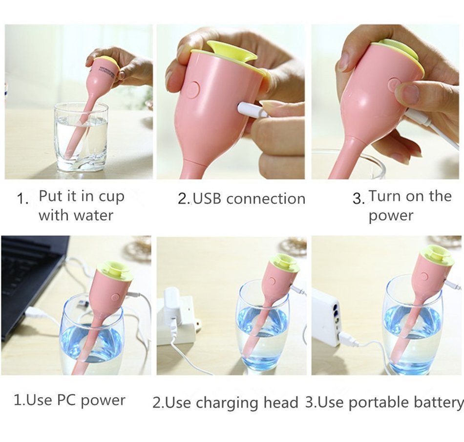 TankeDirect Protable Mini Air Humidifiers with USB Cool Mist for Home,Car (pink) N4