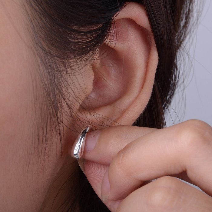 Fashion Womens Silver Tone Teardrop Hook Studs Earrings Jewelry Gift