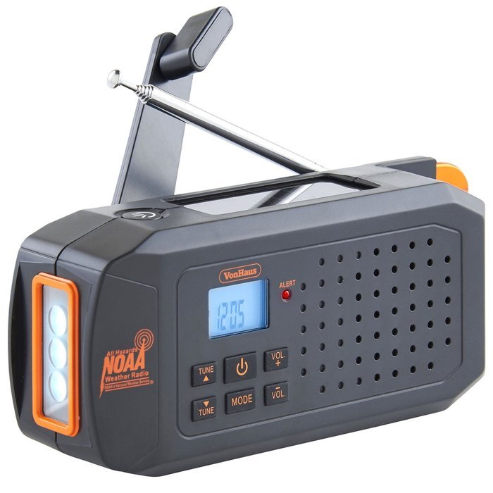 VonHaus NOAA Weather Channel Radio w/ Solar, Dynamo Hand Crank & USB Charging: Portable Weather Radio AM/FM, 7... N5
