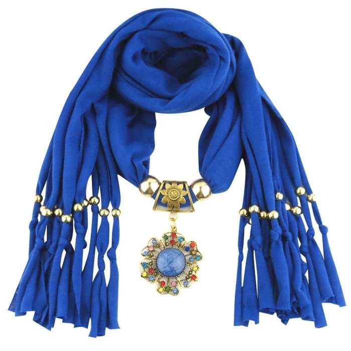AutumnFall Women Girl Pendant Scarf With Tassel Rhinestone Necklace Scarves (U) N19