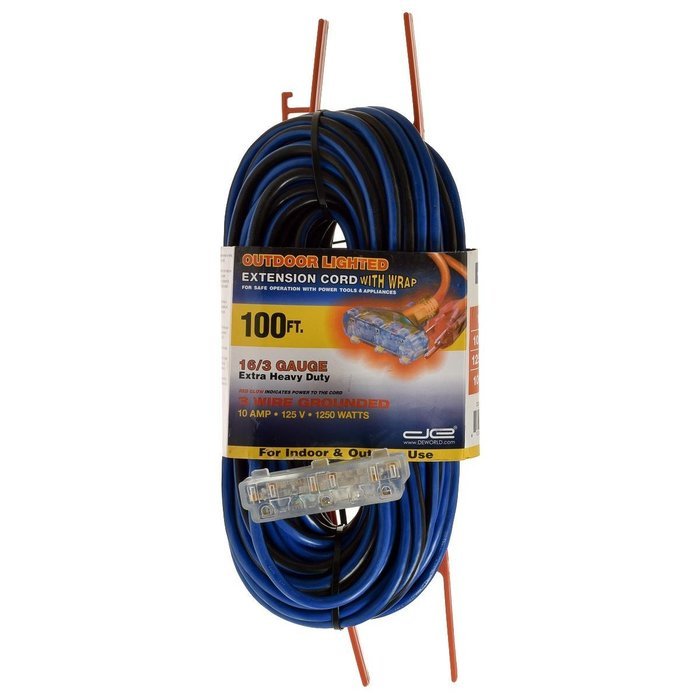 16/3 Gauge Extra Long 3 Prong Extension Cord with Portable Wire Rack - 100 Feet Electrical Appliance Regular Daily... N4