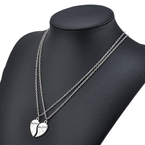 2PC/Set Mom Mother & Daughter Love Heart Pendant Chain Necklace Charm Silver New
