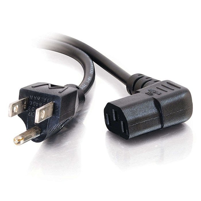 C2G / Cables To Go 53409 18 AWG Universal Right Angle Power Cord, Black (12 Feet/3.65 Meters) N4