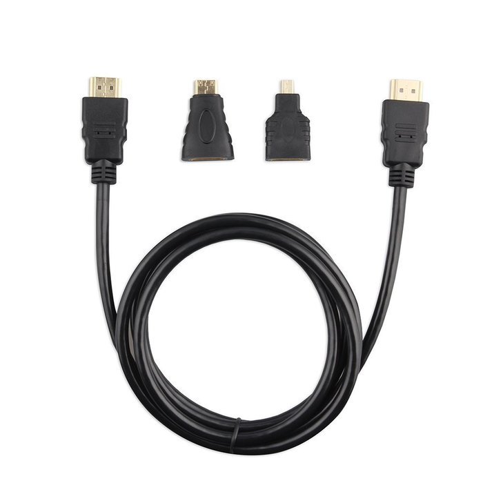 EXCELLENT 3 in 1 Version 1.4 HDMI Male to Male Cable + HDMI Female to Micro HDMI / Mini HDMI Male Adapters N3