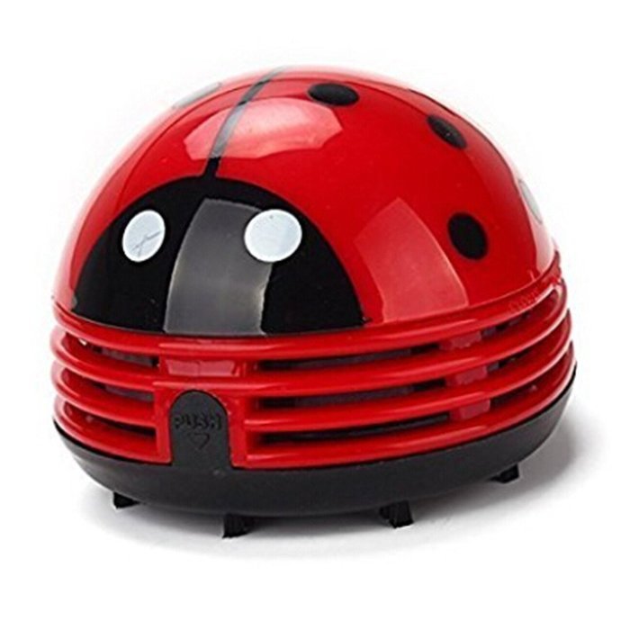 discoGoods Red Beetle Shaped Portable Corner Desk Table Top Vacuum Cleaner Mini Cute Vacuum Cleaner Dust Sweeper...