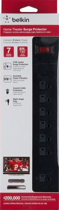 Belkin 8-Outlet Power Strip Surge Protector with 6-Foot Power Cord and Telephone Protection, 3500 Joules (BSQ800bg06... N9