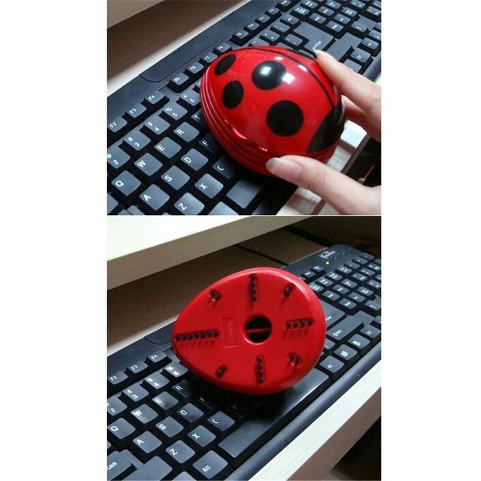 discoGoods Red Beetle Shaped Portable Corner Desk Table Top Vacuum Cleaner Mini Cute Vacuum Cleaner Dust Sweeper... N5