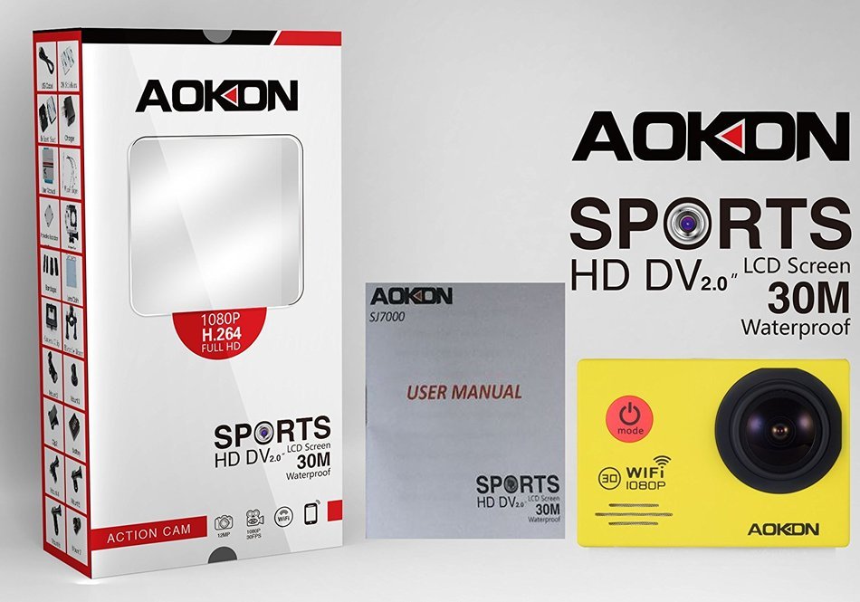 Aokon Action Camera SJ7000 Sports Waterproof Camera 1080P 12M HD Helmet Motorcycle Underwater Cam - 170&deg;Wide Angle... N15