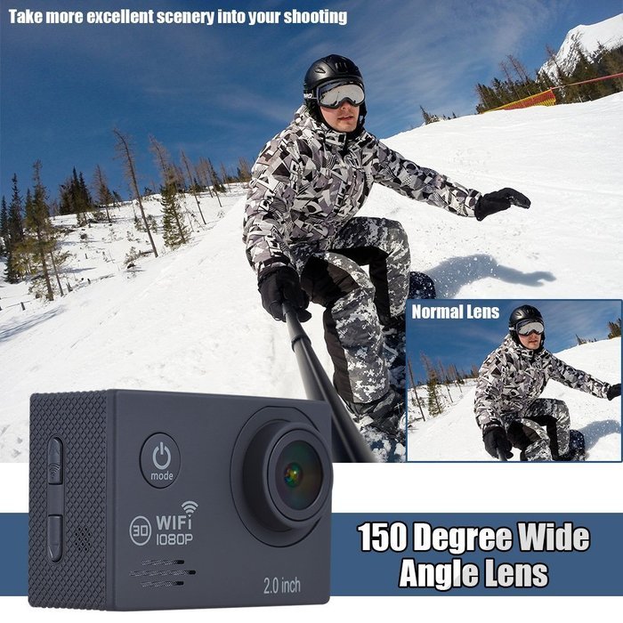 Andoer 1080P 30fps Full HD 12MP Action Camera Waterproof 30 WiFi 2.0" LCD 150 Wide Degree Angle Lens Anti-shake... N5