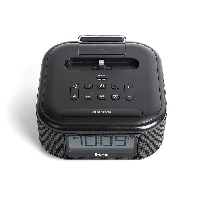 iHome iPL23 Stereo FM Clock Radio with Lightning Dock Charge/Play for iPhone 5/5S 6/6Plus 7/7Plus with USB Out... N7