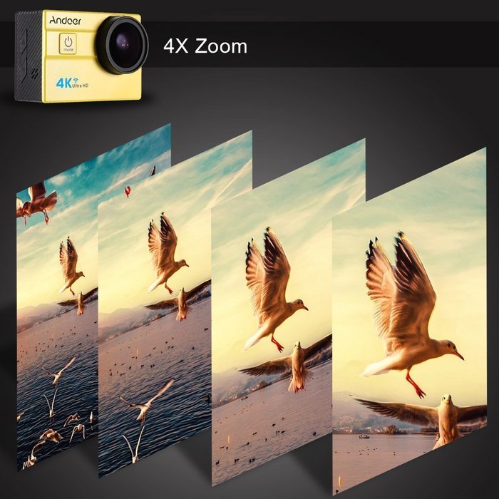 Andoer 2.0" LCD 4K WiFi Ultra HD Action Sports Camera 16MP 25FPS 1080P 60FPS 4X Zoom 25mm 173 Degree with 8in1... N15