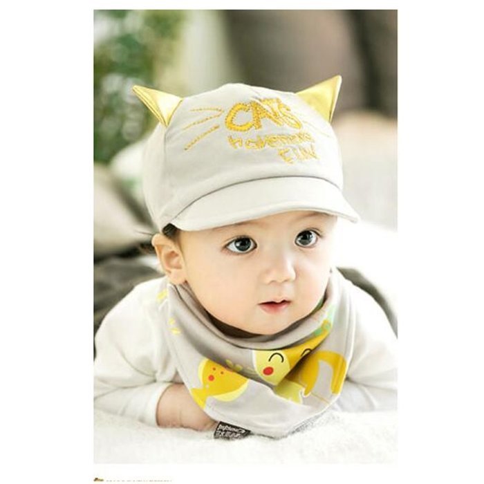 KAKA(TM) Babys Girls Boys Lovely Spring Summer Hat Cute Peaked Cap with Scarf Beige