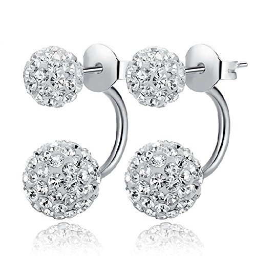 New Luxury Womens 925 Sterling Silver Swarovski Zircon Crystal Ear Stud Earrings